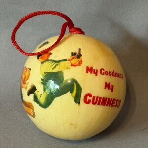 Vintage Christmas Ornament Holiday Figurine My Goodness Guiness Beer Ireland Dog